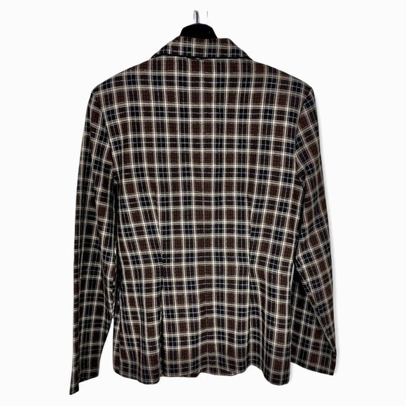 Vintage 90s My Michelle Brown Black Plaid Blazer Large - Picture 3 of 8